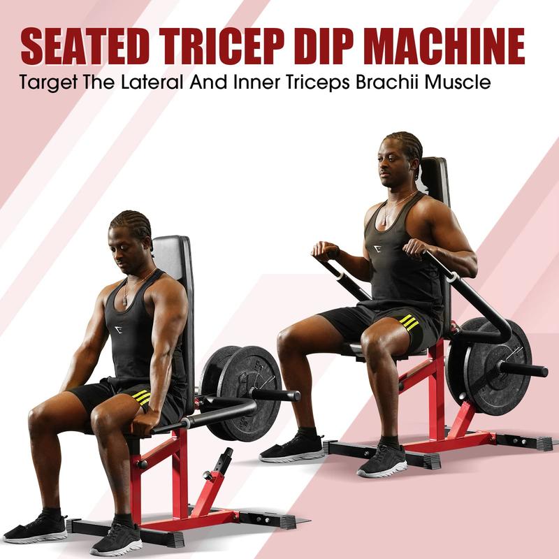 Máquina de fondos sentados con carga de discos - Máquina de fondos y press de tríceps con barra de cable para entrenamiento de bíceps y pecho, soporta hasta 181 kg (400 lbs) Kit de gimnasio en casa Equipo de entrenamiento en casa Juego de mancuernas y bar