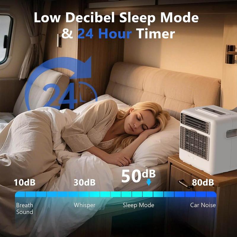 Aire acondicionado portátil Karinear, 3300 BTU (5000 BTU ASHRAE), enfriamiento rápido hasta 16 °C, 3 modos de enfriamiento, temporizador de 24 horas, duradero para camping, caravana, ventilador de refrigeración de aire acondicionado, unidad de aire acondi