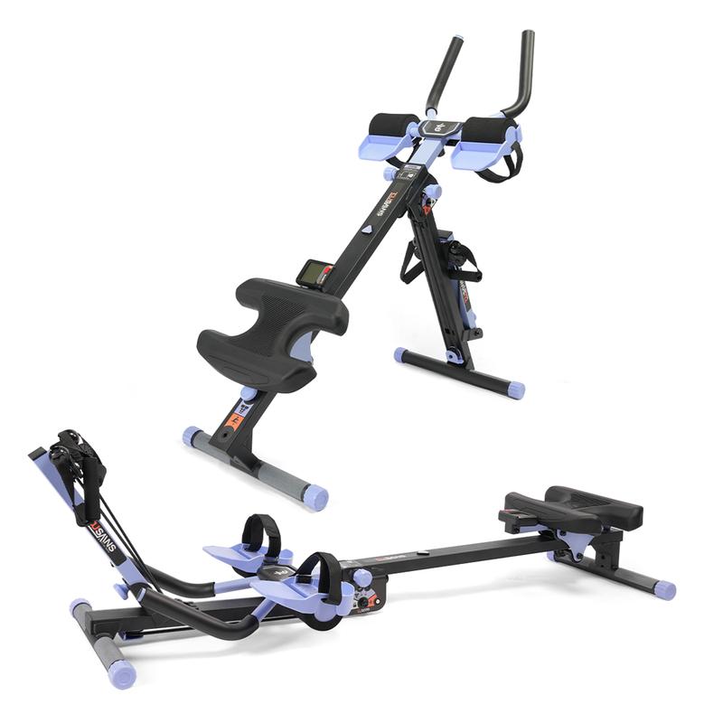 [Nuevas ofertas] TOUSAINS 3 en 1 Entrenador de Abdominales y Remo Pro con Bandas de Resistencia | Máquina de Ejercicio Plegable para Entrenamiento Corporal Completo y Tonificación Muscular, Equipo de Gimnasio en Casa, Rueda de Fitness Abdominal, rueda abd