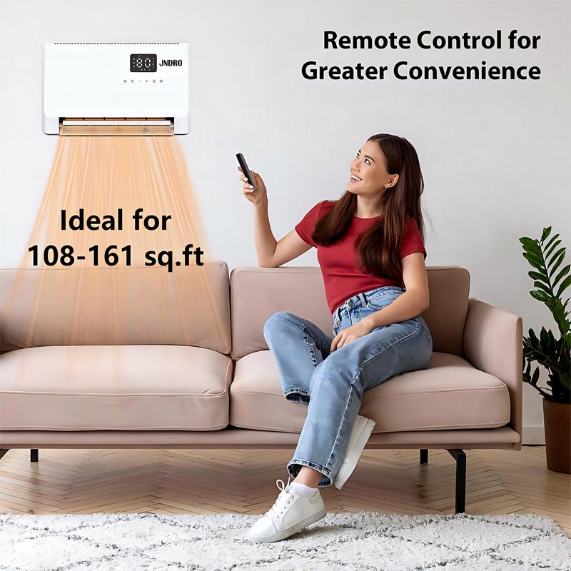 Calefactor de pared inteligente, calefactor eléctrico de calentamiento rápido de 1500 W para uso en interiores, calefactor de panel montado en la pared con modos de oscilación, temporizador de 24 horas con protección contra sobrecalentamiento para dormito