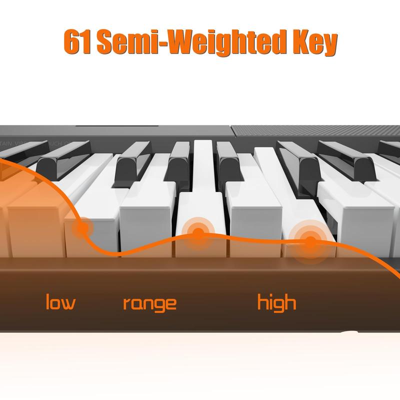 【GARVEE】Piano portátil de 61 teclas con teclas eléctricas semipesadas, altavoces integrados, pedal, fuente de alimentación, pantalla digital, 128 tonos. Ideal para principiantes y profesionales. Regalo perfecto para cumpleaños o fiestas.