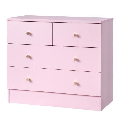 Cómoda rosa de 5 cajones para dormitorio, cómoda moderna de madera, cómodas rosas para dormitorio de niñas, dispositivo antivuelco, tirador de metal oro rosa, sala de estar, recibidor, pasillo, oficina