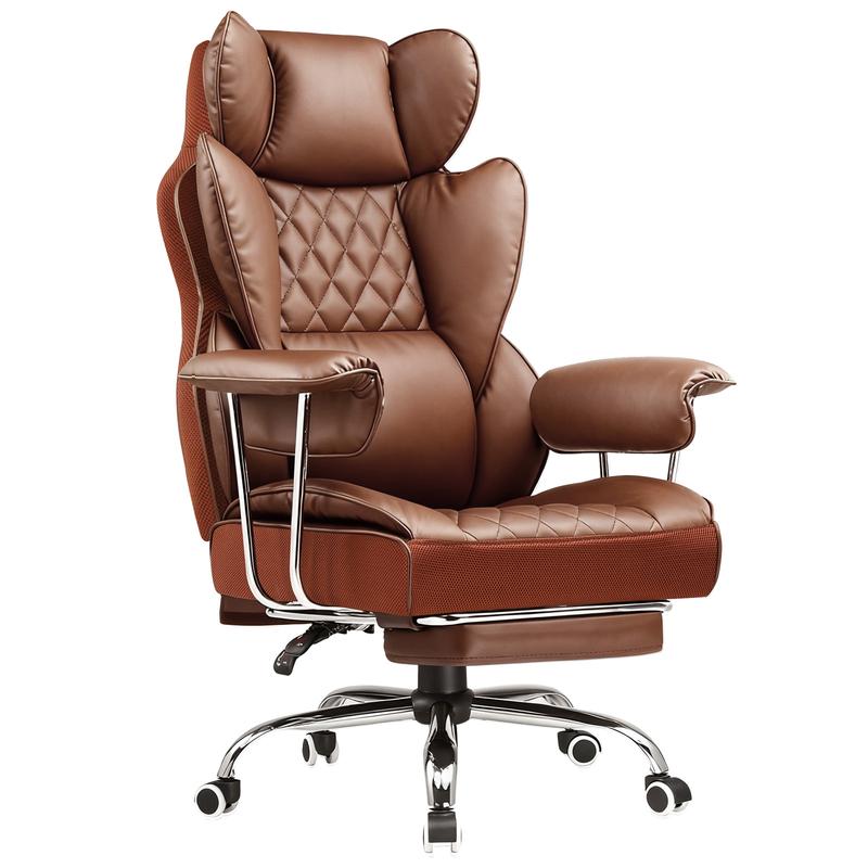 【Ofertas imperdibles】Silla de oficina grande y alta COMHOMA, soporta hasta 181 kg (400 lbs), silla ergonómica para juegos con cuero de lujo con relieve, reposapiés, reclinación de 150°, reposabrazos ajustables y respaldo con resortes ensacados.