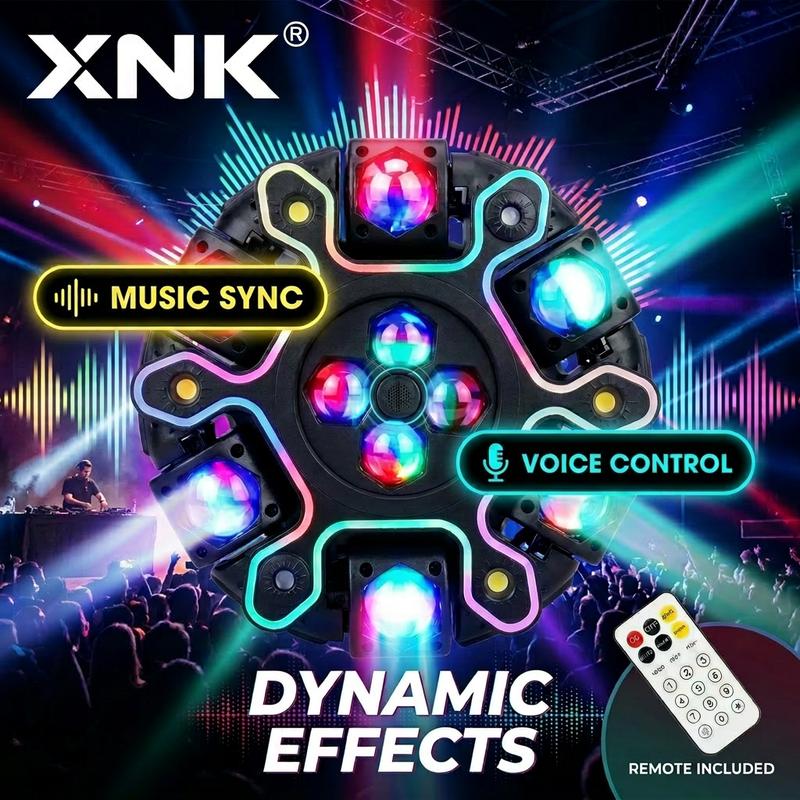 Cabeza móvil para DJ XNK 200W - Haz RGBW, estroboscopio de panal, DMX512, activado por sonido, luces LED coloridas, LED regulable, iluminación novedosa multicolor RGB para fiestas y escenarios summergarden, iluminación RGB dinámica, iluminación RGB ajusta