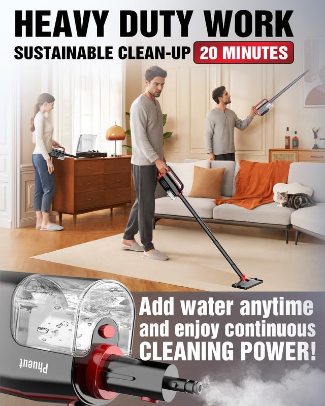 Limpiador a vapor ligero y desmontable para suelos, multisuperficies, 2 modos, 3 niveles de temperatura, máquina resistente para suelos de madera y juntas de baldosas, summerwins