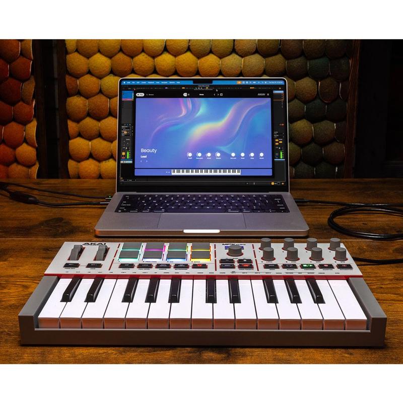 Controlador de teclado MIDI Akai Professional MPK Mini 4 de 25 teclas - Gris