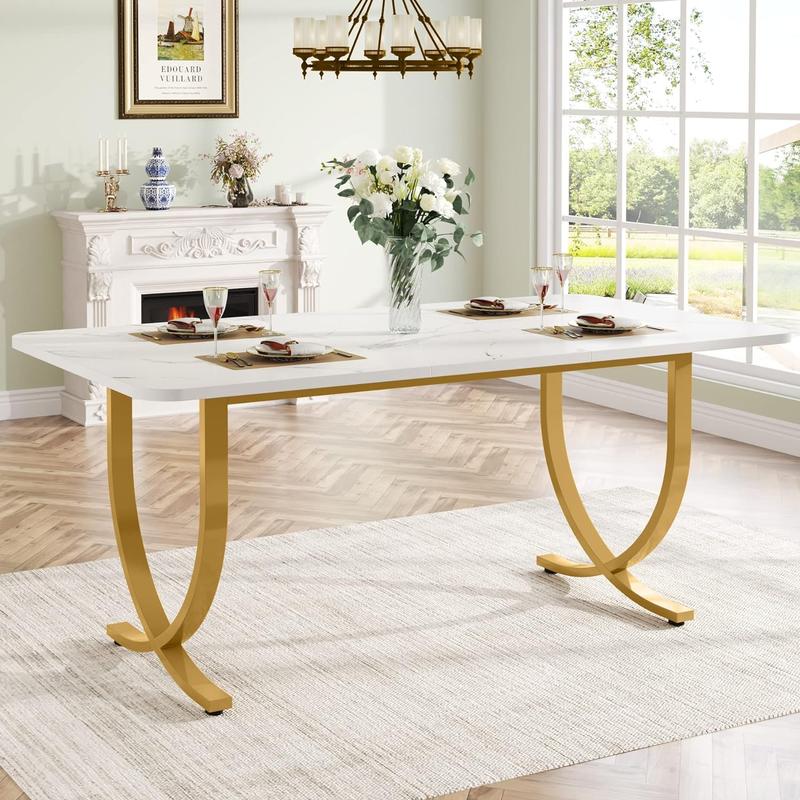 Mesa de comedor redonda de 119 cm para 4 personas - Madera de ingeniería de alta calidad, fácil de limpiar, impermeable, duradera, sillas no incluidas. Modo mesa con pedestal.