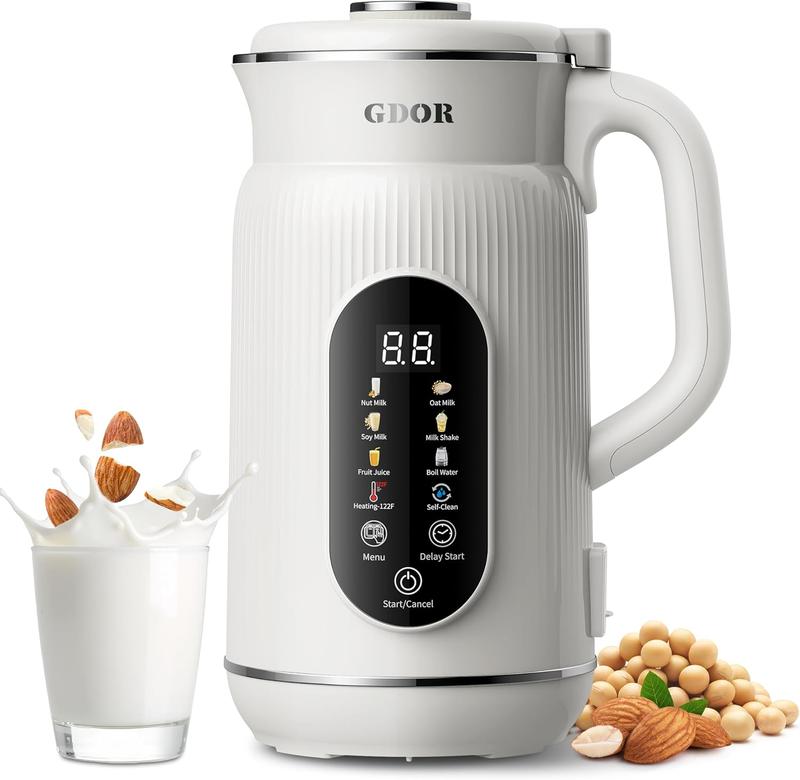 Cafetera y máquina de leche vegetal multifuncional 8 en 1, 946 ml (32 oz), autolimpieza automática, inicio diferido, función para mantener caliente, hierve el agua – Acero inoxidable SummerVibes