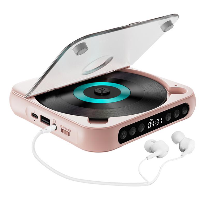 Reproductor de CD inalámbrico recargable Bluetooth 5.3 MEGICOT - Reproductor de audio multiformato con batería de 2000 mAh, controles de botón, función de retención de altavoz, pantalla LED, puerto USB, compatibilidad con auriculares, bloqueo de teclas, r