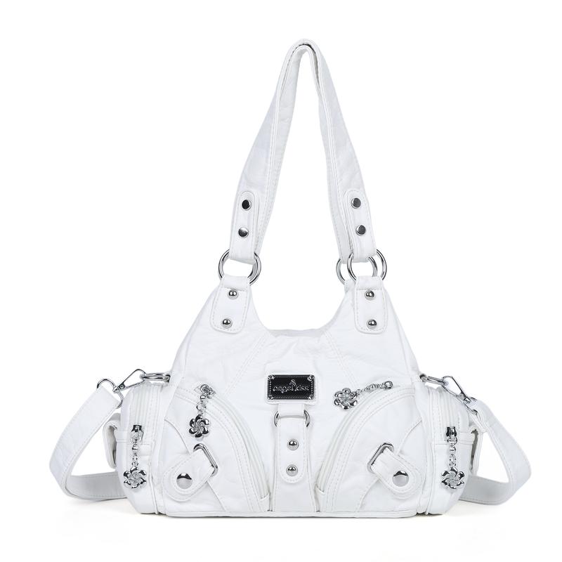 Bolso de mano pequeño y moderno para mujer Angel Kiss - Bolso tote multibolsillos de piel texturizada Vagen con cremallera, bolso de hombro Tramp, bolso Angel Kiss, accesorios para mujer, estilo veraniego