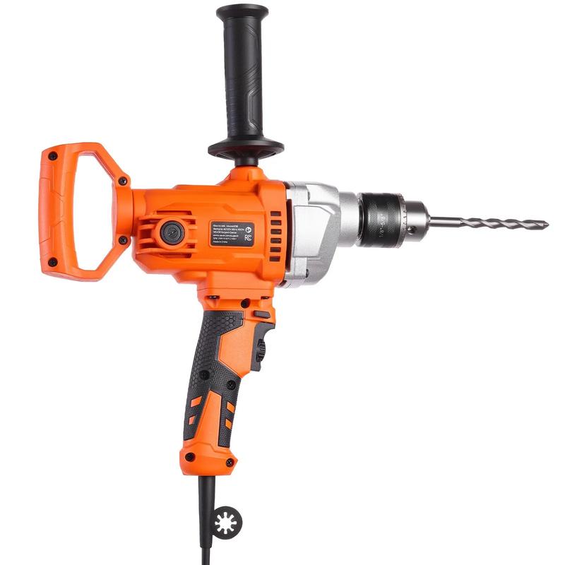 Mezcladora de taladro VEVOR, juego de mezcladora de taladro eléctrico con cable de 5/8 pulgadas, 0-850 RPM, 5.8 A, taladros mezcladores, máquina de taladros mezcladores con mango en D para taladrar y mezclar, mezcladoras de cemento portátiles para forraje