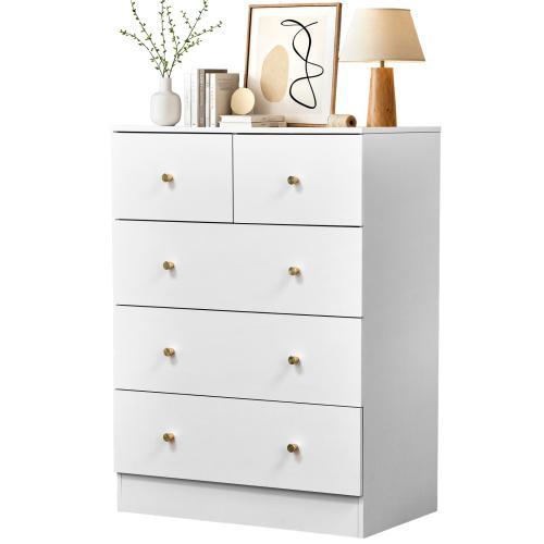 Cómoda rosa de 5 cajones para dormitorio, cómoda moderna de madera, cómodas rosas para dormitorio de niñas, dispositivo antivuelco, tirador de metal oro rosa, sala de estar, recibidor, pasillo, oficina