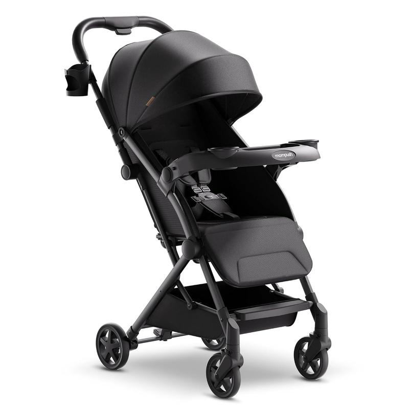 Cochecito de viaje ligero Mompush Lithe V2, cochecito compacto plegable para bebé con bolsa de viaje, plegado con una sola mano, bandeja para meriendas, asiento reclinable mecánico, apto para aviones, capota con protección UPF 50+ y funda para la lluvia.