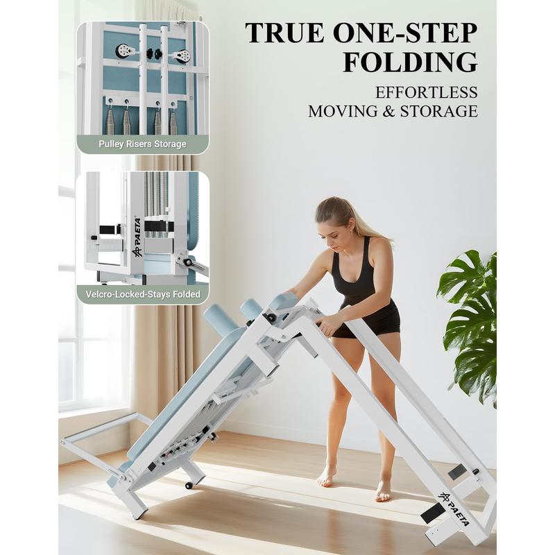 Máquina de Pilates plegable con muelles de alambre musicales y plataforma de salto | Equipo de entrenamiento en casa, soporta hasta 181 kg (400 lbs)
