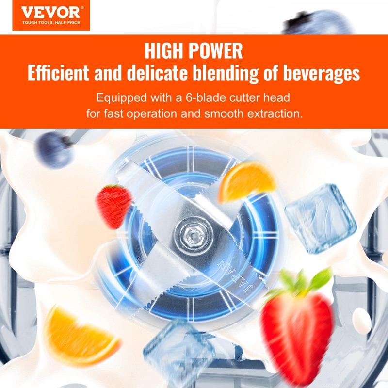 Licuadora profesional VEVOR con pantalla táctil y protector, máquina de jugo multifuncional comercial de mostrador, combo de 68 oz con acero inoxidable, 9 velocidades y juego de cuchillas silenciosas de 5 funciones, para batidos, smoothies, triturar hielo