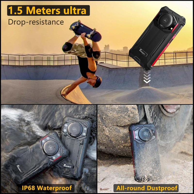 Teléfono resistente FOSSiBOT F101P, Android 13, 7 GB + 64 GB / 1 TB, smartphone resistente, batería de 10600 mAh, teléfono desbloqueado, volumen alto de 123 dB, cámara de 5,45" de 24 MP + 8 MP, smartphone resistente al agua, 4G, doble SIM, OTG, procesador