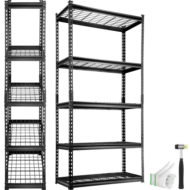 Estantería de almacenamiento ajustable de 5 niveles, capacidad de 907 kg, estantes metálicos resistentes para garaje, organizador de alambre, color negro, 91 cm de largo x 41 cm de ancho x 183 cm de alto para cocina, despensa, sótano, baño y lavandería.