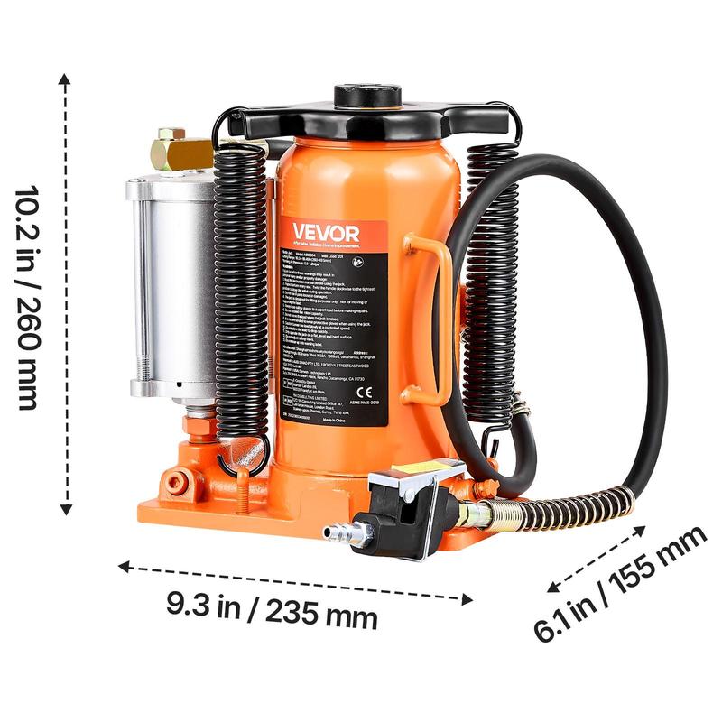 Gato hidráulico de botella, gato de botella de 12 toneladas para reparación de automóviles, gato soldado de alta resistencia de 26,455 lbs con rango de elevación de 8.1 a 15.7 pulgadas para automóviles, SUV, camionetas, tractores y equipos agrícolas - Nar
