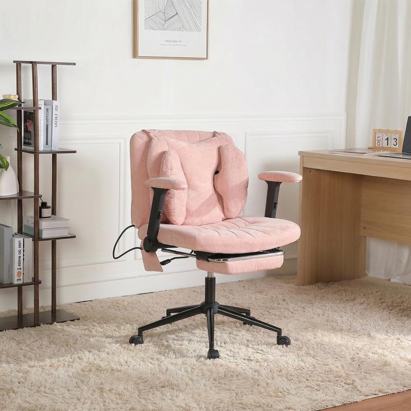 Silla de oficina SOUTTEE con ruedas y reposabrazos, soporte lumbar neumático y reposapiés retráctil, altura ajustable y asiento acolchado ancho. Ideal para oficinas en casa, meditación y vestidores. Artículos esenciales para dormitorios y decoración del h