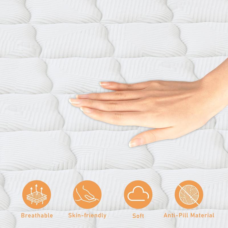 Colchón híbrido de espuma viscoelástica LAYROAD de 12/14 pulgadas, tamaño individual, matrimonial, queen y king, en caja | Muelles ensacados + soporte zonal | Suave y cómodo, alivio de presión, firmeza media, certificado CertiPUR-US (colchones | colchón t