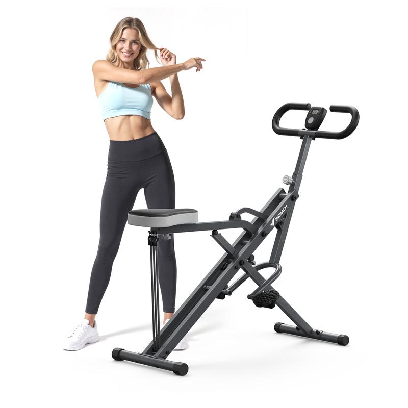 Máquina de remo y sentadillas 2 en 1 Merach, equipo de entrenamiento de glúteos y piernas con resistencia ajustable y monitor LCD, capacidad de 350 libras, ideal para gimnasio en casa para mujeres (Summervibes).