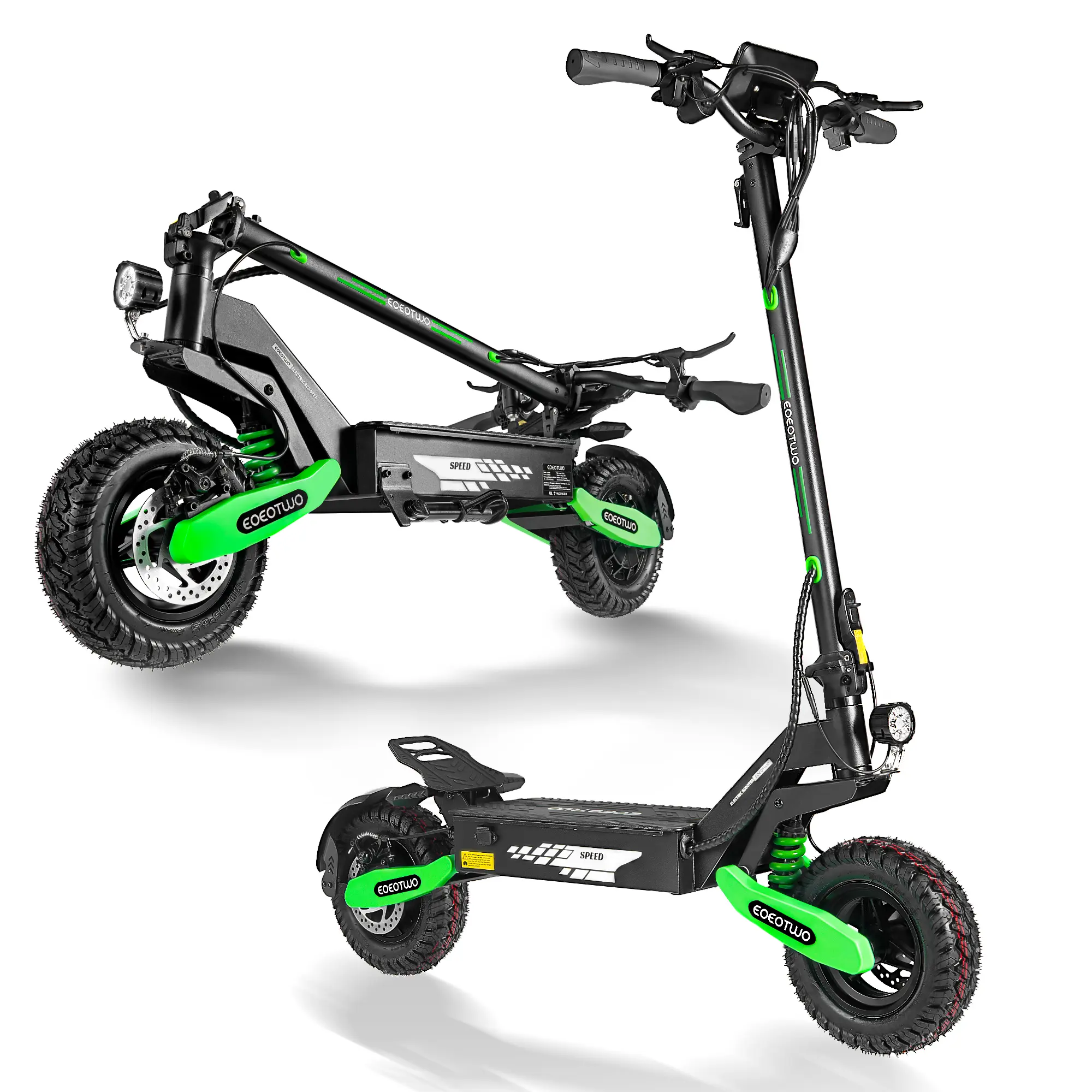 Patinete eléctrico para adultos de alta potencia (1200 W), con batería de 48 V y 13/23,4 Ah, autonomía de 20 a 40 millas, neumáticos todoterreno de 11 pulgadas, diseño plegable y sistema de amortiguación delantero y trasero; adecuado para el desplazamient