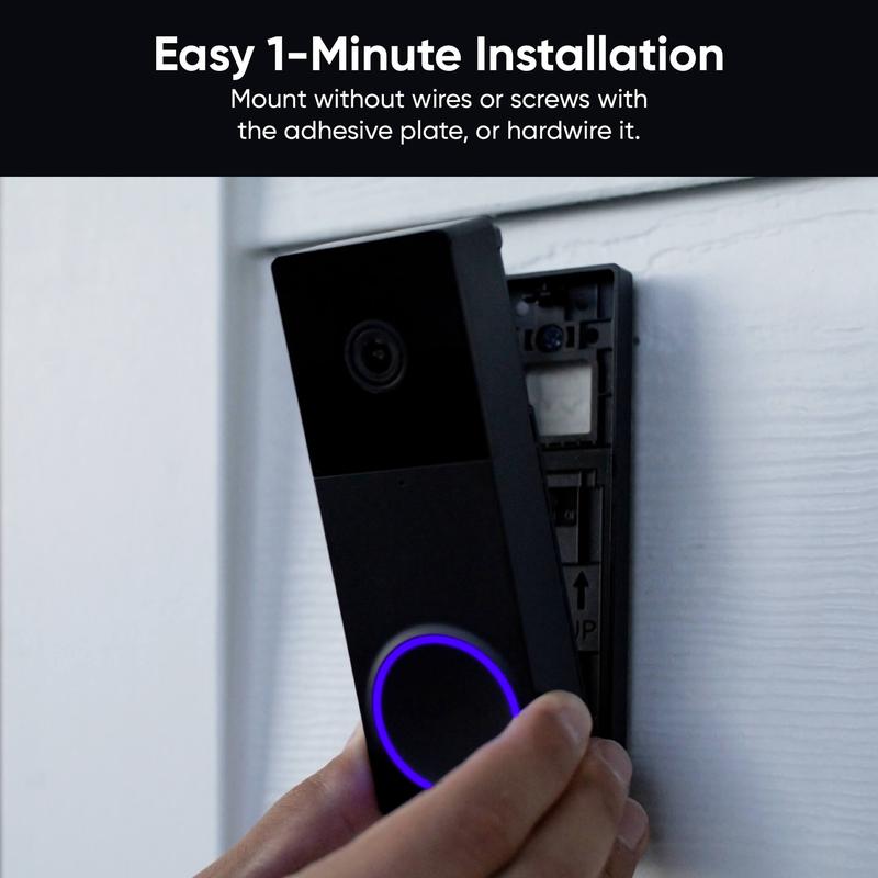 Timbre Wyze Duo Cam: funciona con batería e inalámbrico. Cámara de timbre inteligente Ring, soporte adhesivo, visión de cuerpo entero, calidad 2K, comunicación bidireccional y visión nocturna a color.