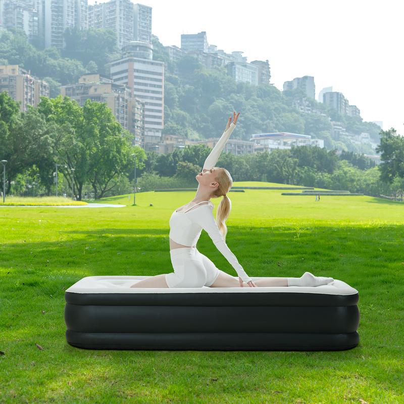 Colchón de aire: colchón inflable con bomba incorporada, doble altura, ajustable y portátil para el hogar o para acampar.