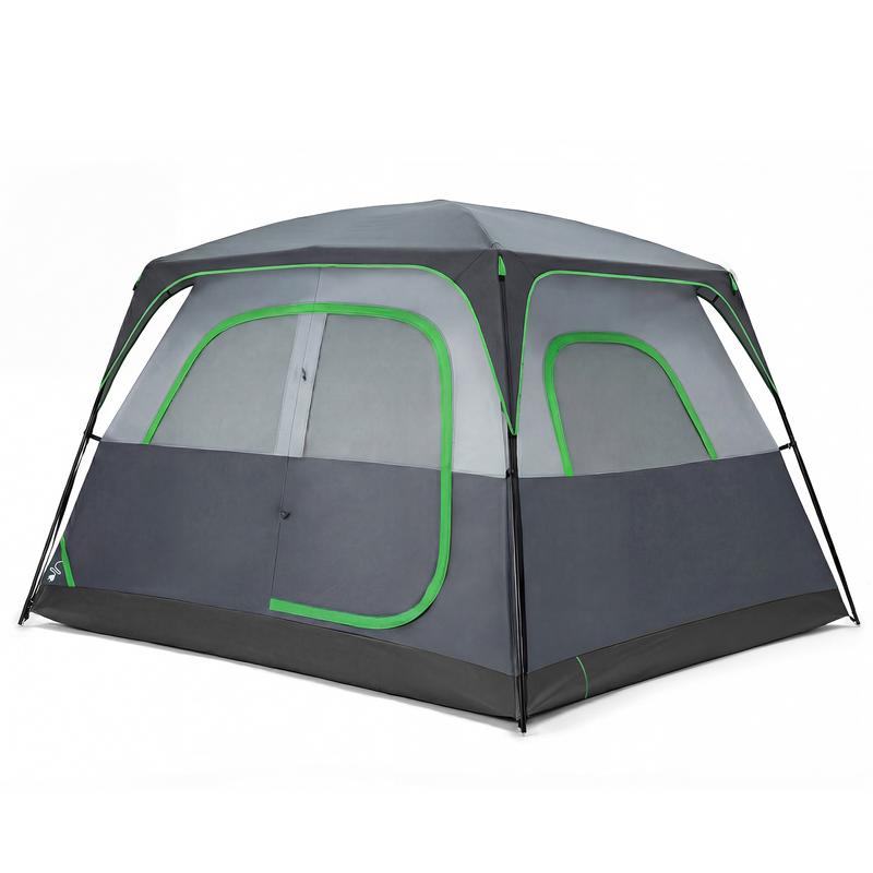 Tienda de campaña familiar impermeable y resistente al viento para 6 personas con amplio interior, fácil de montar, con ventanas de malla y claraboyas, tienda de campaña portátil para exteriores, ideal para acampar en coche, hacer senderismo o pescar.
