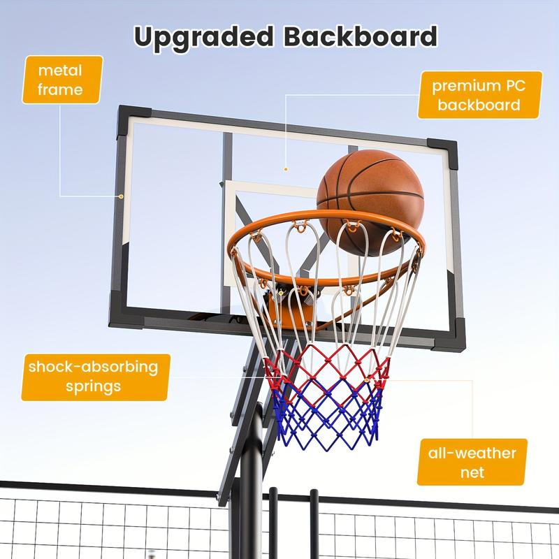 Sistema de aro de baloncesto portátil DAYAGO - Aro de 2,6 m (8,5 pies) de altura ajustable con tableros de 84 cm (33"), ruedas, ideal para entrenamiento infantil, entrada de vehículos y juegos en interiores/exteriores, adultos.