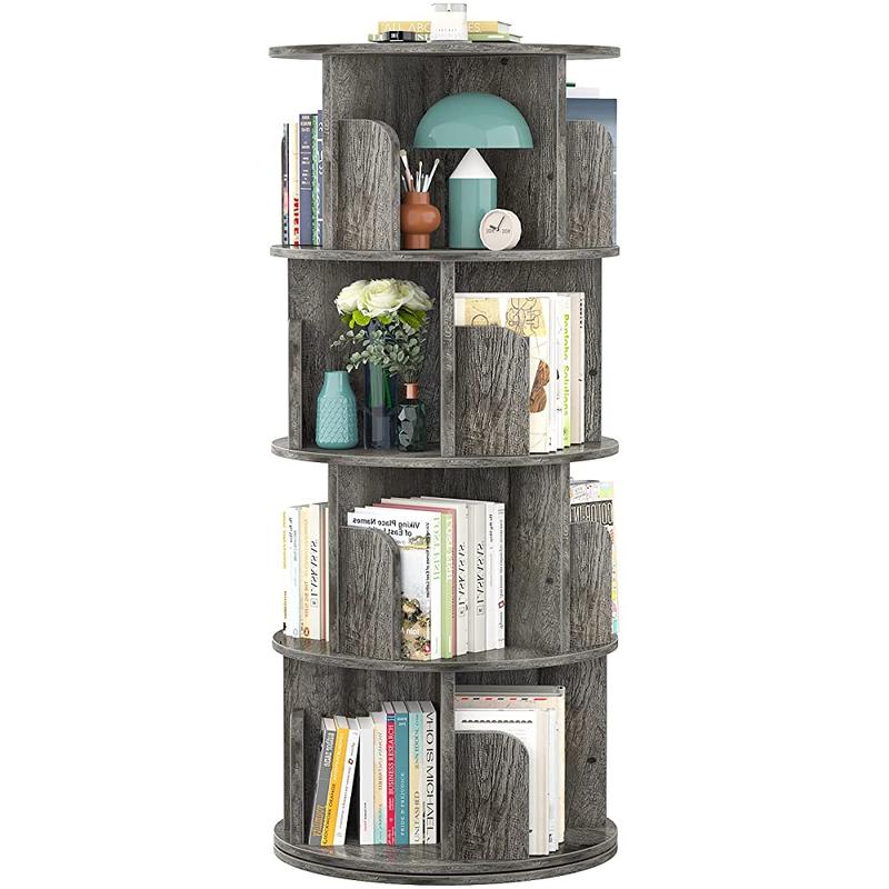 Estantería giratoria Homieasy de 4/5/6 niveles, torre de estantería giratoria de madera con exhibición de 360°, estantería de pie con almacenamiento, estantería giratoria de esquina para espacios pequeños, dormitorio, sala de estudio.