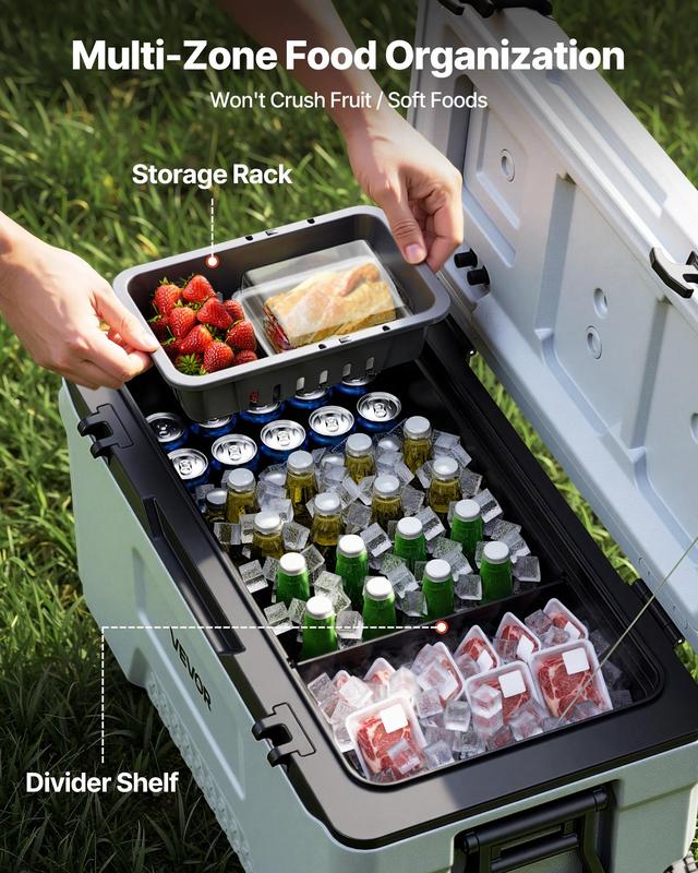 Nevera rígida VEVOR, 52 cuartos de galón, portátil con ruedas, resistente a fugas, mantiene el contenido frío durante 48 horas, con aislamiento térmico para retención de hielo, ultraligera para picnics al aire libre, barbacoas y acampadas.