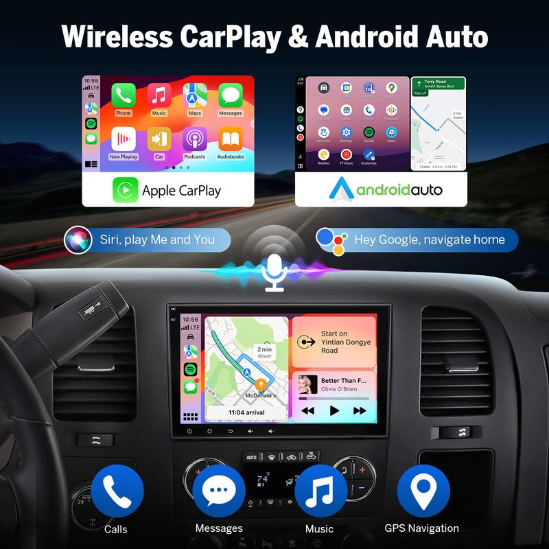 EONON Car Stereo for Chevy GMC Buick Chevrolet Silverado Sierra Suburban Impala Tahoe Avalanche Traverse HHR Acadia Yukon Truck, Wireless CarPlay & Android Auto Car Radio Touch Screen, 8\" Android 14/13 Car head unit, SWC, BT, summerfinds --GMX7A / GMX6S