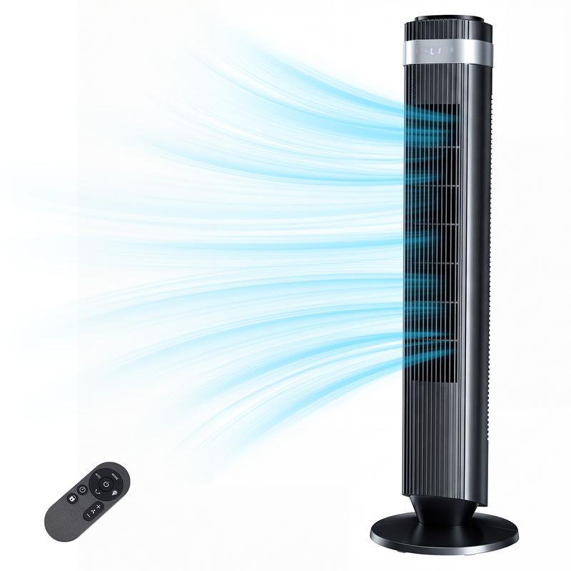 【Nuevo】Ventilador de torre para dormitorio, silencioso, de 28 dB, con temporizador de 12 horas, modo automático inteligente, oscilante de 64°, sin aspas, para el hogar y la oficina.