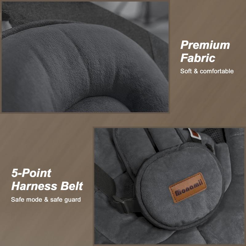 Columpio inteligente de lujo BabyBond con 10 melodías relajantes preestablecidas y música Bluetooth para recién nacidos y niños pequeños - Diseño ergonómico, arnés de 5 puntos, control remoto y panel IMD - Asiento, regalo para el Día de la Madre