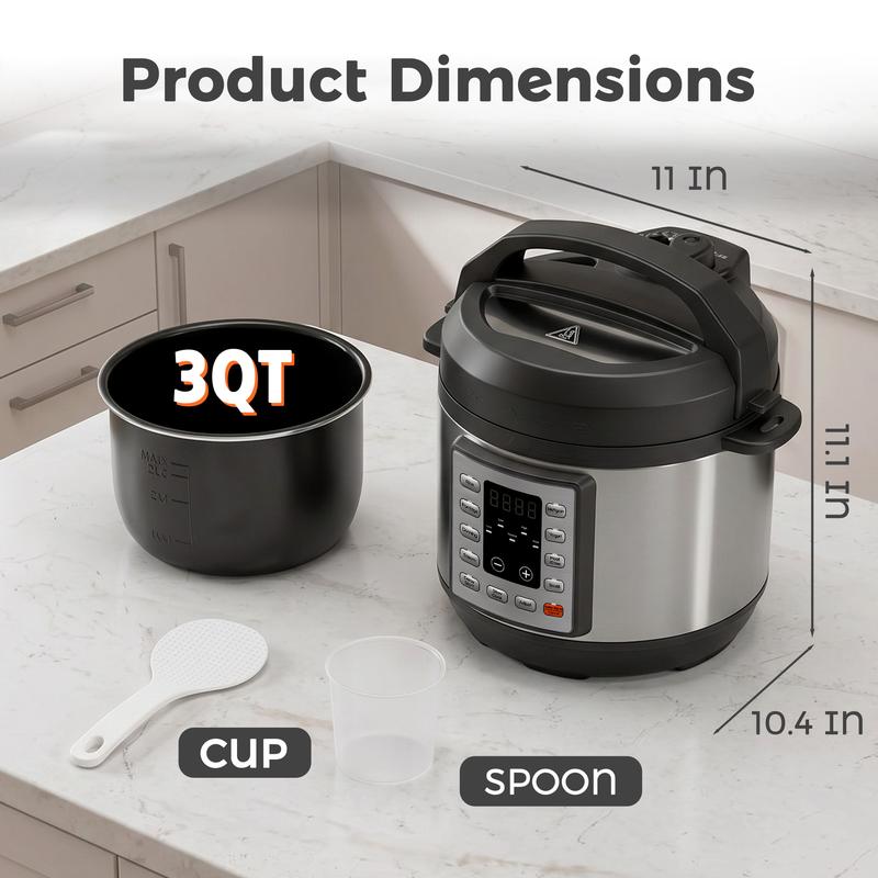 Olla a presión eléctrica: electrodoméstico de cocina multifuncional con programas preestablecidos para arroz, sopa, frijoles y preparación fácil de comidas familiares.