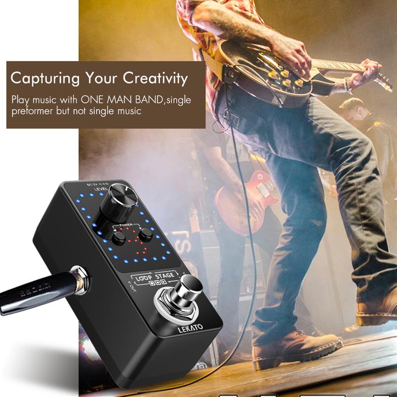 Pedal looper de guitarra LEKATO, set de pedales de efectos para guitarra con bucle simple de 5 minutos, 3 bucles de 18 minutos, 9 bucles de 30 minutos, función de grabación, sincronización y afinador.