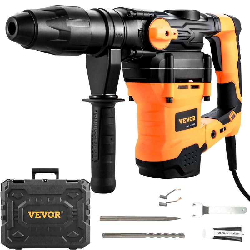 Taladro percutor rotativo VEVOR con cable, 1-9/16" (3 modos), martillos cinceladores SDS-MAX, herramienta de perforación, juego de taladro eléctrico, regalos para el día del padre