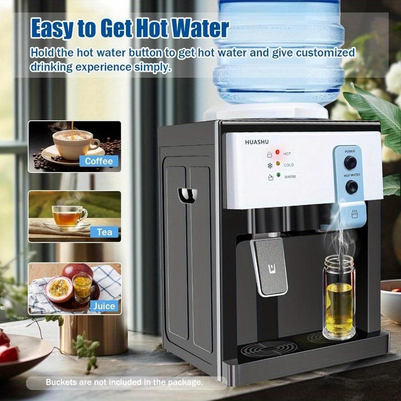 Dispensador de agua de carga superior, dispensador eléctrico de agua fría y caliente de escritorio con 3 ajustes de temperatura, dispensador de agua de encimera de 1.1 a 5 galones para el hogar, la oficina o el dormitorio.