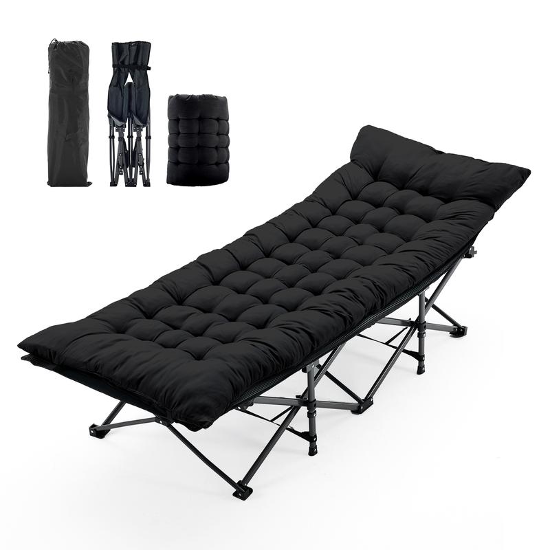 Cama plegable de camping Sweetcrispy para adultos, ajustable en 6 ángulos, con colchón, ideal para acampar, la oficina o actividades al aire libre. Cama plegable ligera que soporta hasta 204 kg (450 lbs).