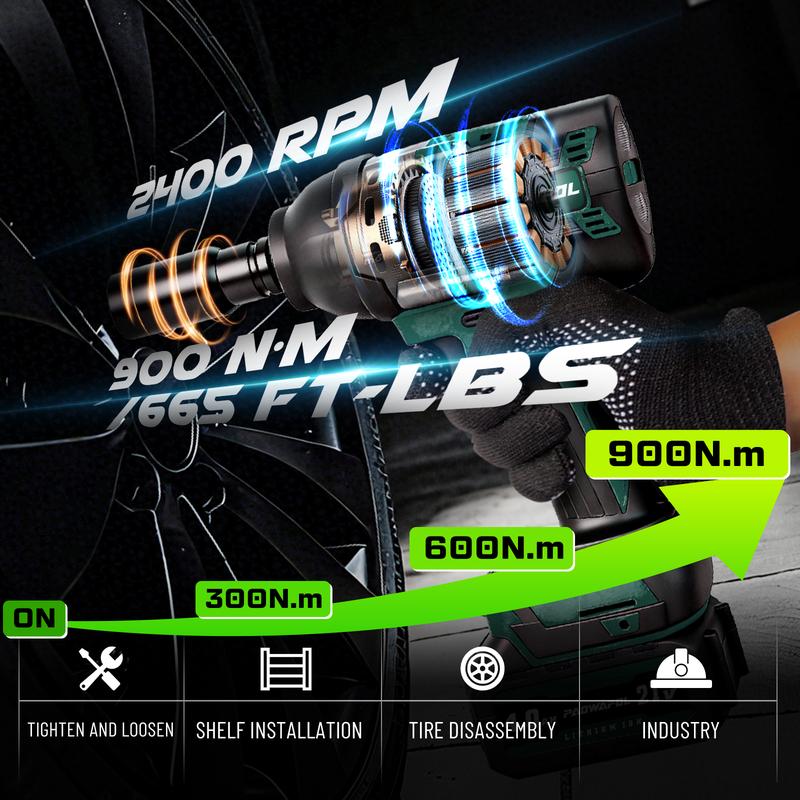 Llave de impacto inalámbrica PAOWAFOL 3 en 1, llave de impacto eléctrica sin escobillas con batería de 2×4.0, vasos, taladros, tornillos - Ideal para el coche y el hogar, regalo para la familia