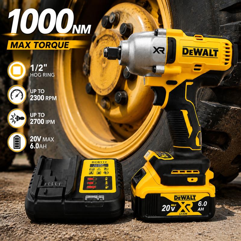 Llave de impacto DeWalt DCF900 20V Max XR sin escobillas, con yunque de 1/2 pulgada y alto par; herramienta inalámbrica de grado profesional.