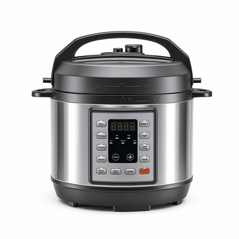 Olla a presión eléctrica: electrodoméstico de cocina multifuncional con programas preestablecidos para arroz, sopa, frijoles y preparación fácil de comidas familiares.