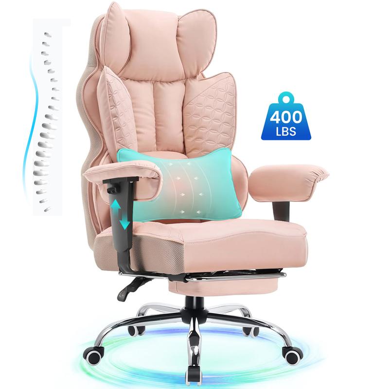 【Ofertas imperdibles】Silla de oficina grande y alta COMHOMA, soporta hasta 181 kg (400 lbs), silla ergonómica para juegos con cuero de lujo con relieve, reposapiés, reclinación de 150°, reposabrazos ajustables y respaldo con resortes ensacados.