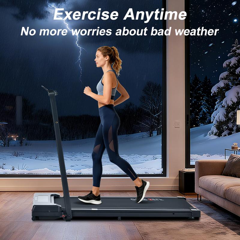 Cinta de correr plegable OVER SELF, 6.2 MPH, portátil, con control remoto y asa, fácil de guardar debajo del escritorio, equipo de gimnasio en casa, Summervibes.