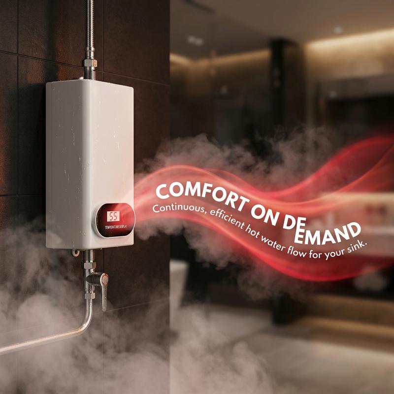 Calentador de agua eléctrico instantáneo de 3500 W con cabezal de ducha y pantalla LCD. Agua caliente instantánea. Fácil instalación para baños, cocinas y caravanas. Electrodomésticos de acero inoxidable blanco. #SummerVibes