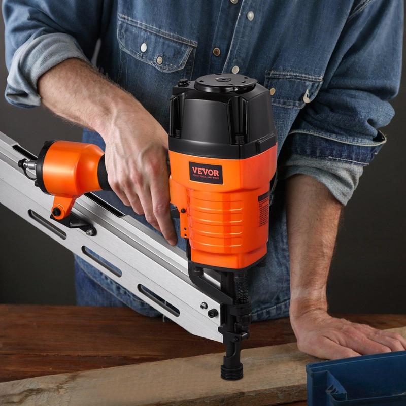 Clavadora neumática para estructuras de 2" a 3-1/2", cabeza redonda completa de 21°, 80-120 PSI.