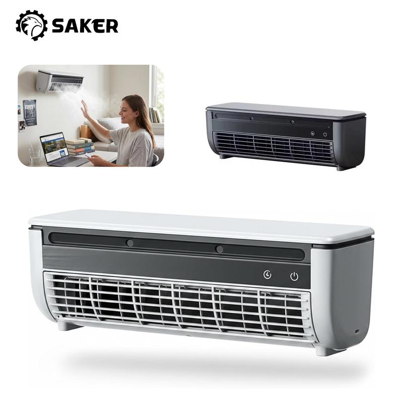 Ventilador de aire acondicionado portátil Saker Mini, enfriador de aire personal, ventilador de cocina de semiconductor con 2 puertos de nebulización, ventilador de escritorio inalámbrico de 6000 mAh con 3 velocidades para el hogar, la oficina, la cocina