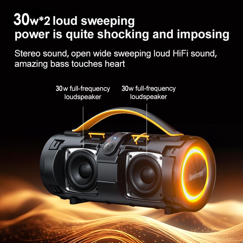 Oferta relámpago Altavoz inalámbrico Bluetooth portátil Lewinner, resistente al agua, 30W*2 altavoces duales, IPX7, portátil, con graves potentes, audio estéreo, luces RGB, emparejamiento TWS, ideal para fiestas en casa y al aire libre, playa. Ideas de re