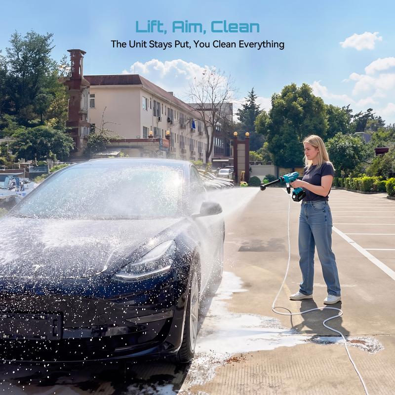 Hidrolavadora inalámbrica de alta presión SEESII, limpiadora de 1500 PSI con 1 batería de 4000 mAh, boquilla 6 en 1 y cañón de espuma para limpieza de automóviles, hogar y jardín. Ofertas para ti.